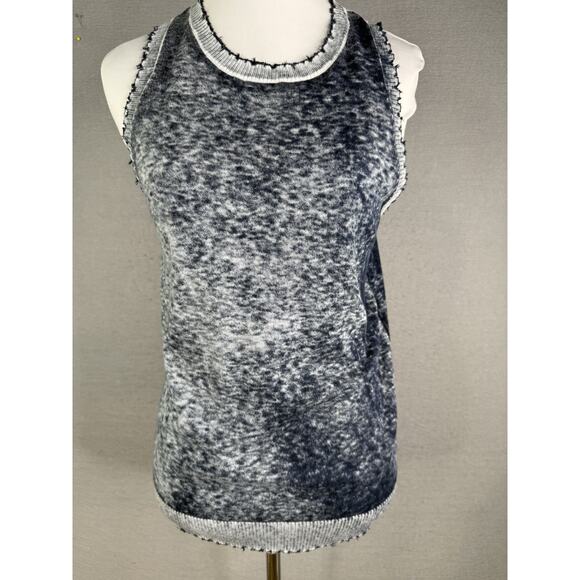 Minnie Rose Tops - Minnie Rose Cotton Cashmere Frayed Tank Top Women's M Blue Grunge Distressed